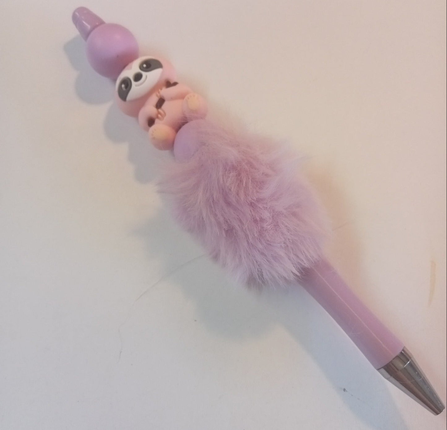 Hand-Assembled Beaded Fluffy Pen (Black Ink)